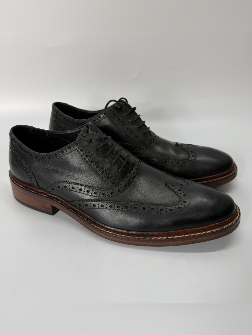 Cole Haan Oxfords Mens SZ 10 M Black Colton Wingtip Leather Dress Shoes